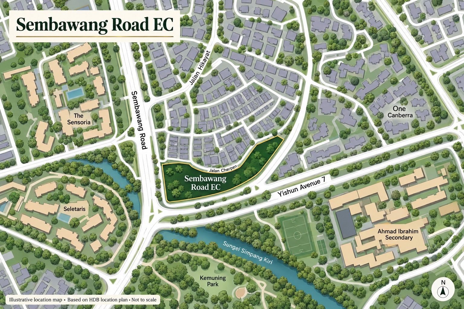 Sembawang Road EC 及周边的位置示意图